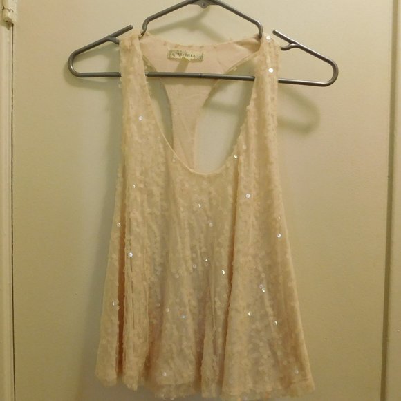 Sequin Racer back Tank Cream - Picture 1 of 5